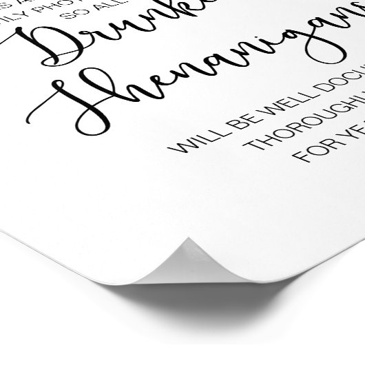 Romantic Wedding Open Bar, dronken shenanigans Poster (Hoek)