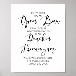 Romantic Wedding Open Bar, dronken shenanigans Poster