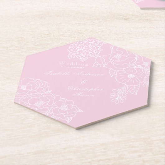 Romantic Wedding Peonies Blush Pink Kartonnen Onderzetters (Schuin)