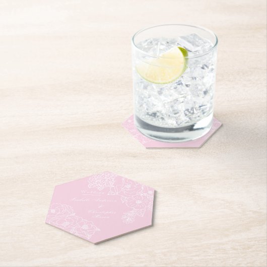 Romantic Wedding Peonies Blush Pink Kartonnen Onderzetters (Insitu)