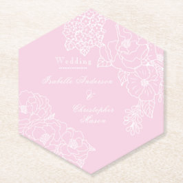 Romantic Wedding Peonies Blush Pink Kartonnen Onderzetters