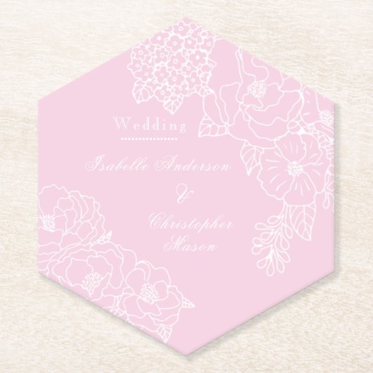Romantic Wedding Peonies Blush Pink Kartonnen Onderzetters (Voorkant)