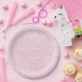 Romantic Wedding Peonies Blush Pink Papieren Bordje (Feest)