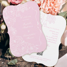 Romantic Wedding Peonies Delicate Blush Pink Kaart