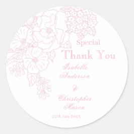 Romantic Wedding Peonies Delicate Blush Pink Ronde Sticker