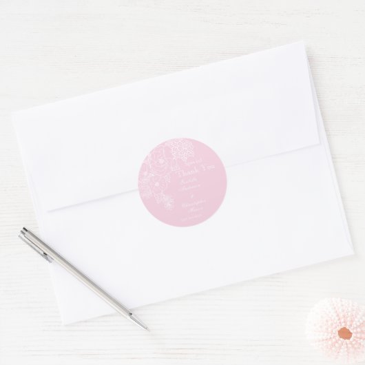 Romantic Wedding Peonies Delicate Blush Pink Ronde Sticker (Envelop)