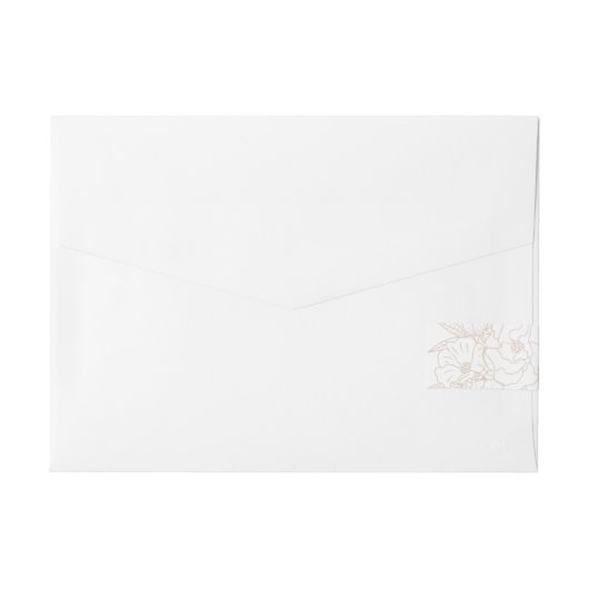 Romantic Wedding Peonies Delicate Ivory Adreslabel Wikkel (Achterkant)