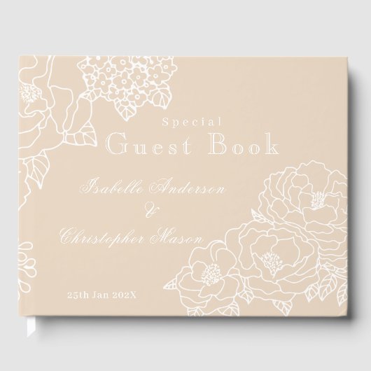 Romantic Wedding Peonies Delicate Ivory Gastenboek (Voorkant)