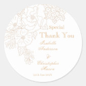 Romantic Wedding Peonies Delicate Ivory Ronde Sticker (Voorkant)