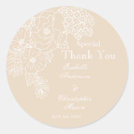 Romantic Wedding Peonies Delicate Ivory  Ronde Sticker