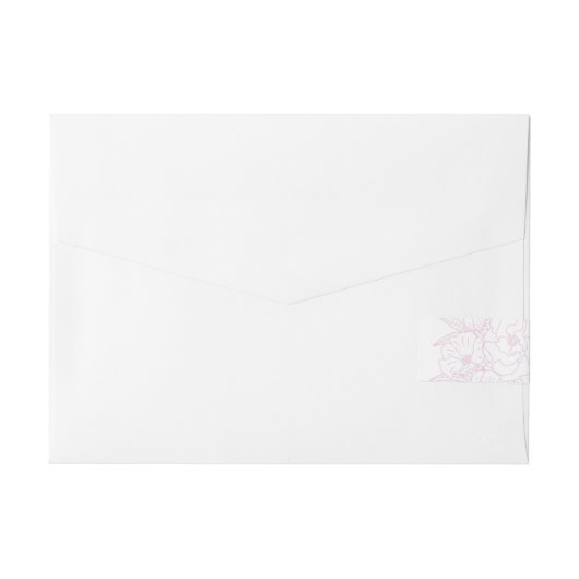 Romantic Wedding Peonies Delicate Pink Adreslabel Wikkel (Achterkant)