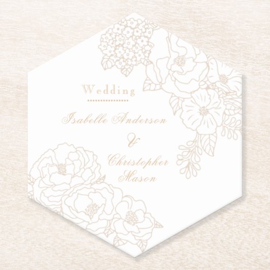 Romantic Wedding Peonies Ivory White Kartonnen Onderzetters (Voorkant)
