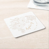 Romantic Wedding Peonies Ivory White Kartonnen Onderzetters (Schuin)