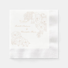 Romantic Wedding Peonies Ivory White Paper Napkin Servet