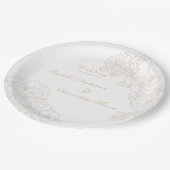 Romantic Wedding Peonies Ivory White  Papieren Bordje (Gekanteld)