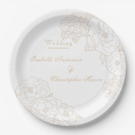 Romantic Wedding Peonies Ivory White  Papieren Bordje