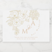 Romantic Wedding Peonies Ivory White Sparkling Wijnetiket (Enkel label)