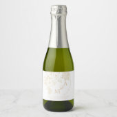 Romantic Wedding Peonies Ivory White Sparkling Wijnetiket (Voorkant)