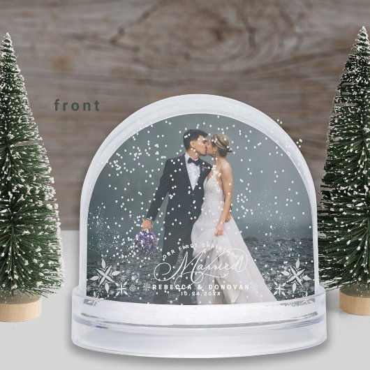 Romantic Wedding Photo First Christmas Snow Globe Sneeuwbol