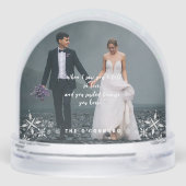 Romantic Wedding Photo First Christmas Snow Globe Sneeuwbol (Achterkant)