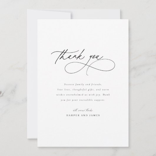 Romantic Wedding Photo Minimalist Thank You Card Bedankkaart (Achterkant)