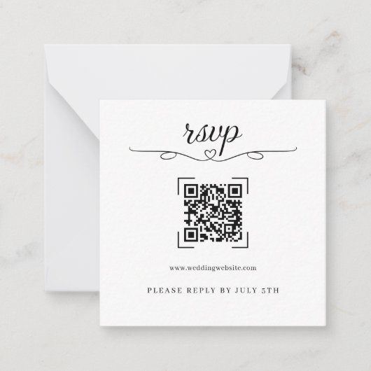 Romantic Wedding QR Code Online RSVP Cards Notitiekaartje (Voorkant)