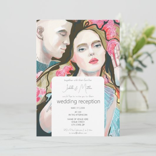 Romantic Wedding Reception Kaart (Staand voorkant)