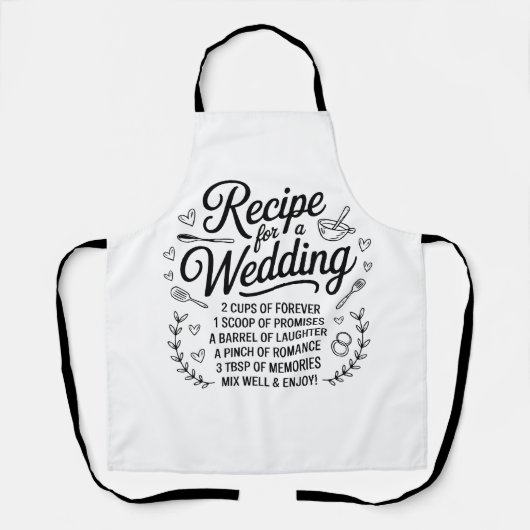 Romantic Wedding Recipe Quote Kitchen – Forever Schort (Voorkant)