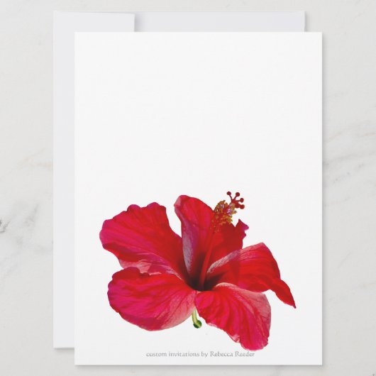 Romantic Wedding Red Hibiscus Kaart (Achterkant)
