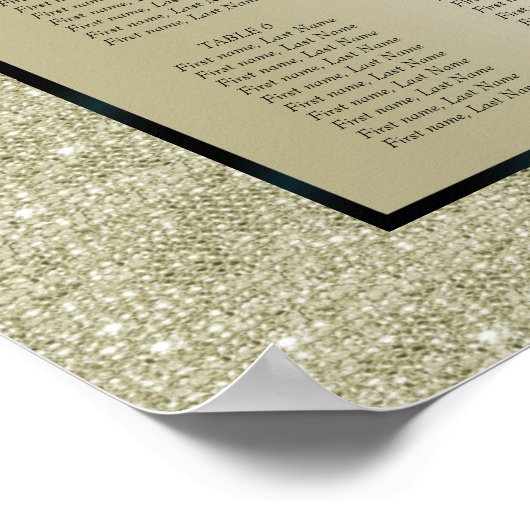 Romantic Wedding Rings, Gold Glitter Seating Chart Poster (Hoek)