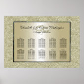 Romantic Wedding Rings, Gold Glitter Seating Chart Poster (Voorkant)