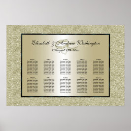 Romantic Wedding Rings, Gold Glitter Seating Chart Poster