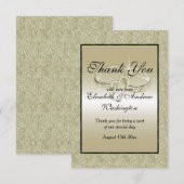 Romantic Wedding Rings, Gold Glitter Wedding Bedankkaart (Voorkant / Achterkant)