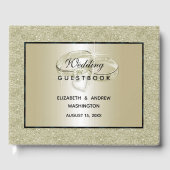 Romantic Wedding Rings, Gold Glitter Wedding Gastenboek (Voorkant)
