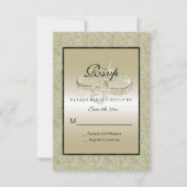 Romantic Wedding Rings, Gold Glitter Wedding RSVP Kaartje (Voorkant)