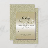Romantic Wedding Rings, Gold Glitter Wedding RSVP Kaartje (Voorkant / Achterkant)
