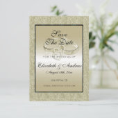 Romantic Wedding Rings, Gold Glitter Wedding Save The Date (Staand voorkant)