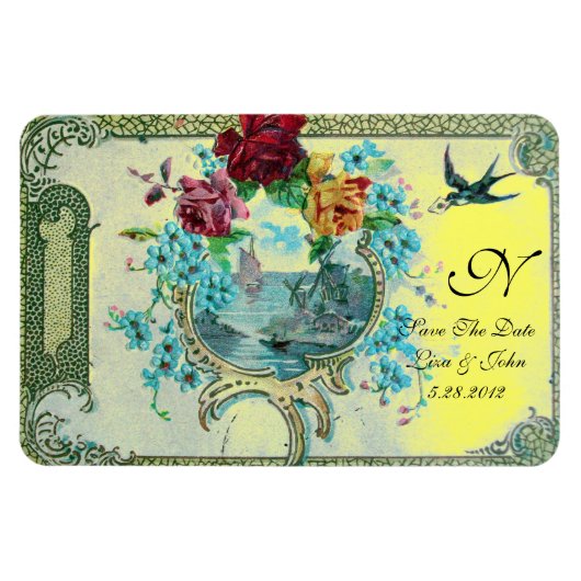 Romantic Wedding, Rozen Floral Save Date Yellow Magneet (Horizontaal)