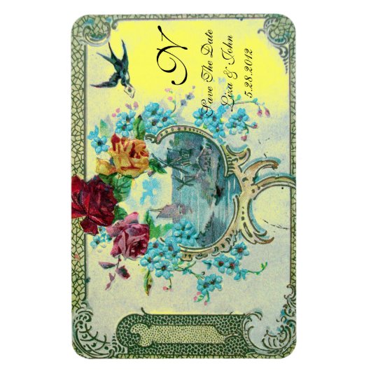 Romantic Wedding, Rozen Floral Save Date Yellow Magneet (Verticaal)