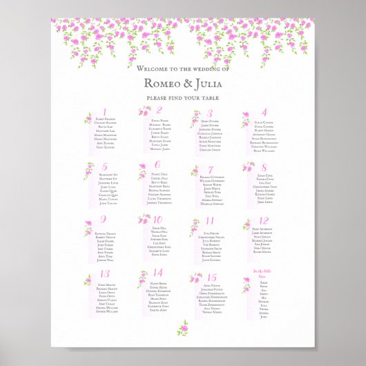 Romantic Wedding Seating Chart - Tables | POSTER (Voorkant)