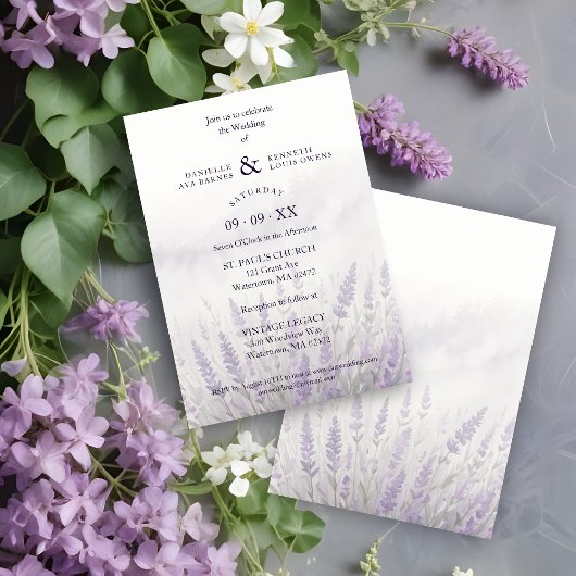 Romantic Wedding Spring Lavender Field Landscape Kaart