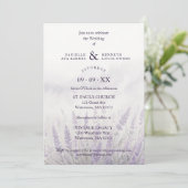Romantic Wedding Spring Lavender Field Landscape Kaart (Staand voorkant)