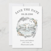 Romantic Wedding Swans Save the Date (Voorkant)