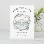 Romantic Wedding Swans Save the Date (Staand voorkant)