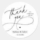 Romantic Wedding Thank you for celebrating with us Ronde Sticker (Voorkant)