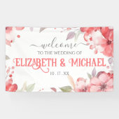 Romantic Wedding Waterverf Red Floral past zich aa Spandoek (Horizontaal)