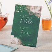 Romantic Wedding Waterverf Rozen op Emerald Green Reclamebord Met Voetstuk (Insitu)