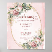 Romantic Wedding Welcome Blush Floral Greenery Poster (Voorkant)