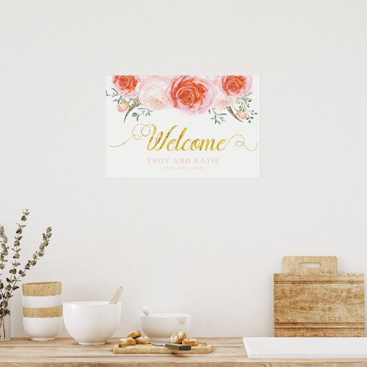 Romantic Wedding Welcome Sign Poster (Keuken)