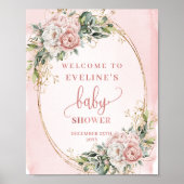 Romantic Welcome Rose Gold Eucalyptus Floral Sign Poster (Voorkant)